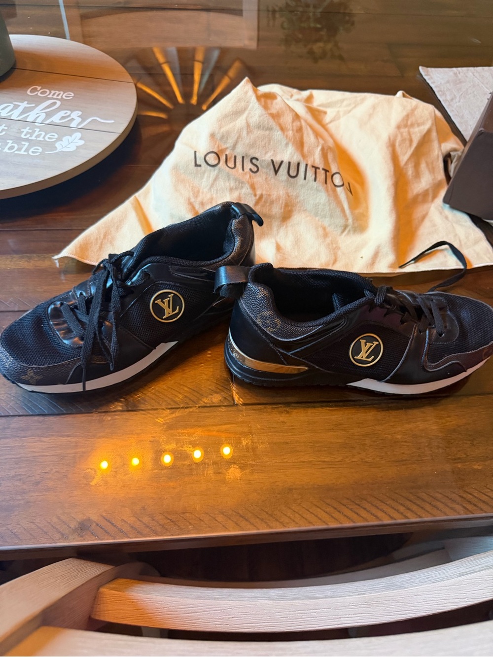 Louis Vuitton Black & Gold Women Low-Top Sneakers